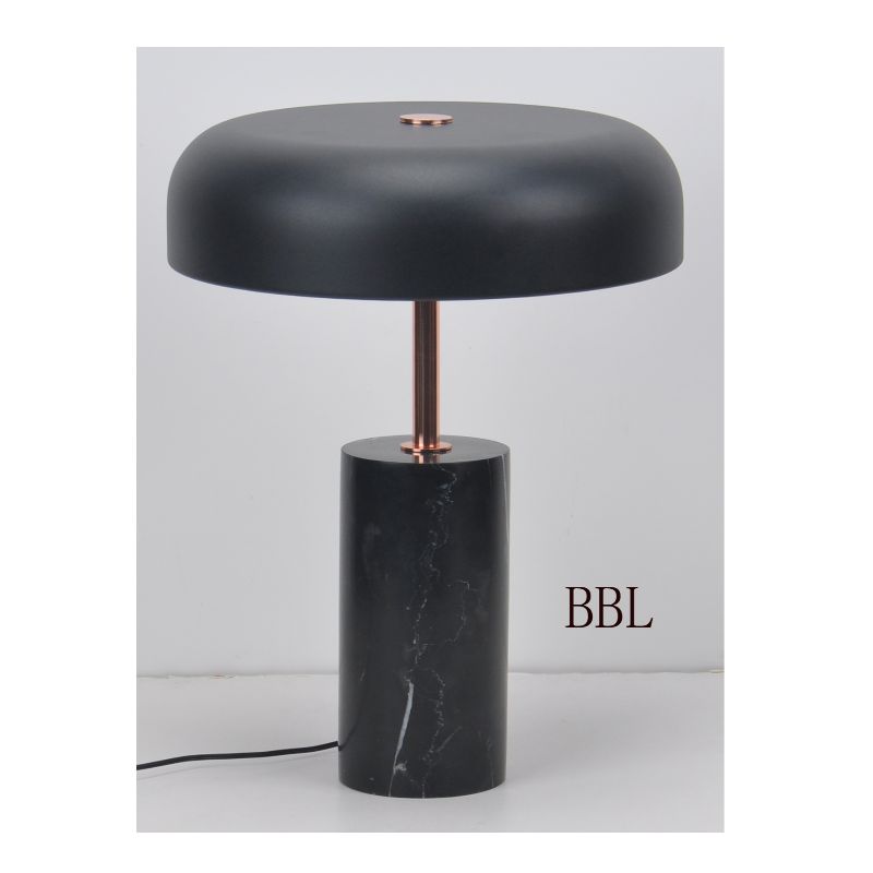 Светодиодная настольная лампа с черной мраморной основой и металлическим плафоном